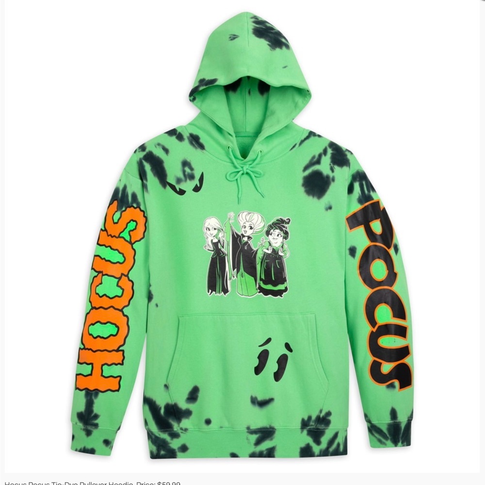 Green Tie-Dye Hocus Pocus Hoodie. Great condition- purchased from Disneyland.